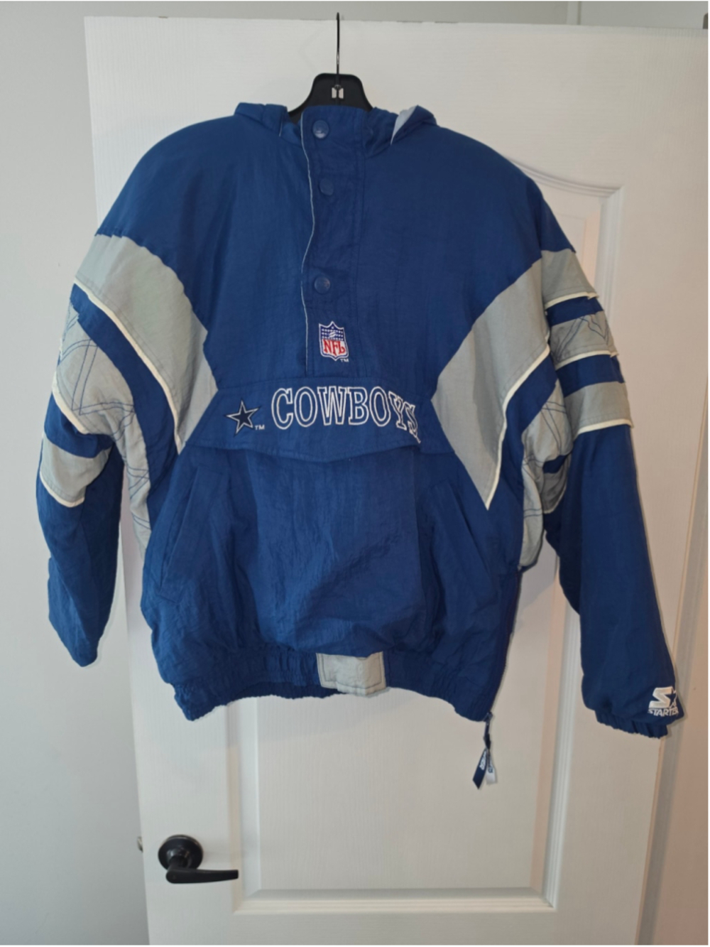 Men's Starter Dallas Cowboys Windbreaker Jacket Size XL Blue and Grey